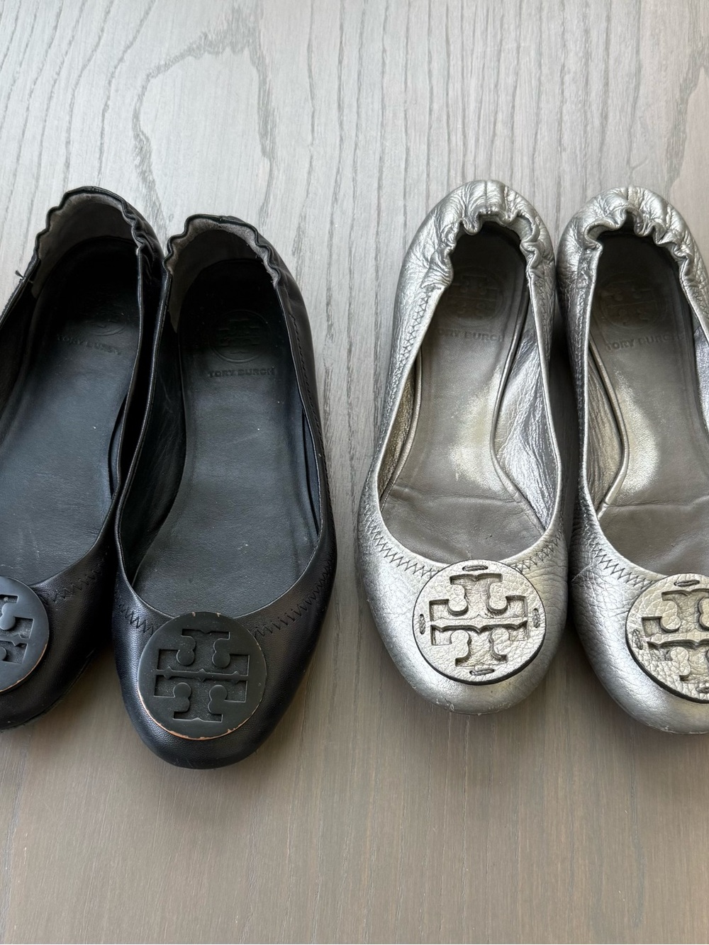 Tory Burch Dual Pair Ballet Flats in Black and Silver